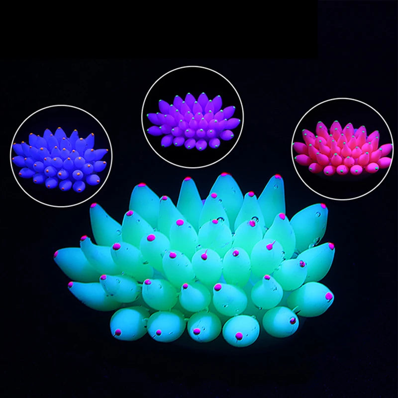 Silicone Artificial Coral Sea Anemone Aquarium Decoration Luminous Coral Flower for Fish Tanks