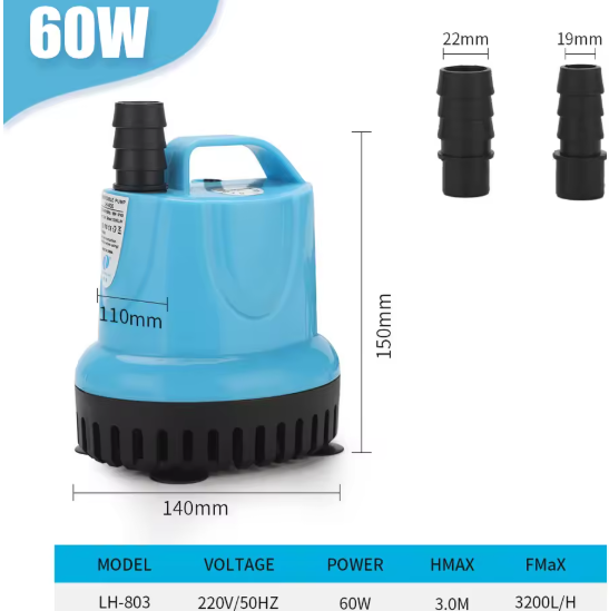 High-Capacity Submersible Water Pump for Aquariums and Fish Tanks