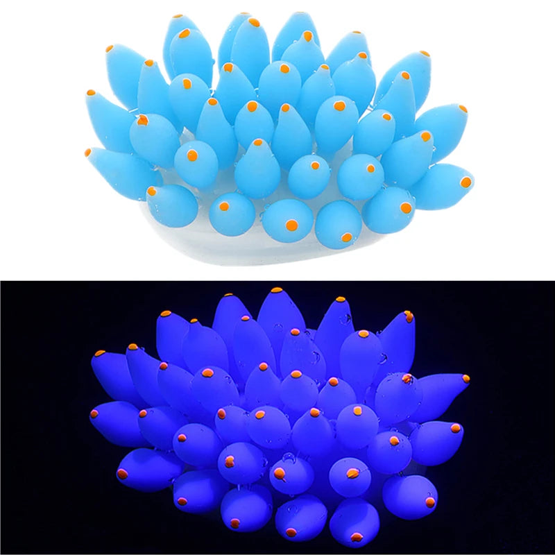 Silicone Artificial Coral Sea Anemone Aquarium Decoration Luminous Coral Flower for Fish Tanks