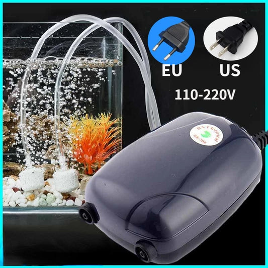 Aquarium Air Pump Mini Compressor with Single/Double Outlet and Check Valve Tube - 220V, 3W/5W