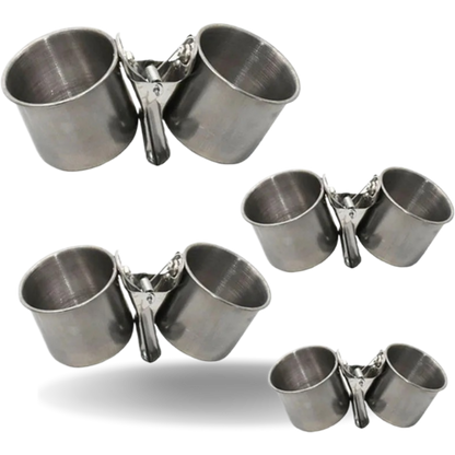 Stainless Steel Bird Feeder Cups  Durable Food and Water Containers for Pet Birds