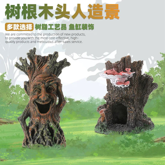 Fish Tank Decoration Landscaping Wood Man Tree Root Ornament Handcrafted Resin Aquarium Decor