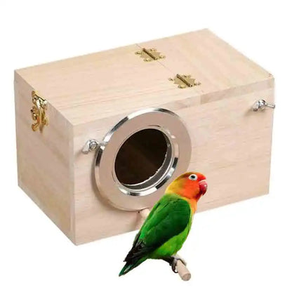 Parakeet and Lovebird Breeding Box  Wooden Nest House for Mating and Comfort