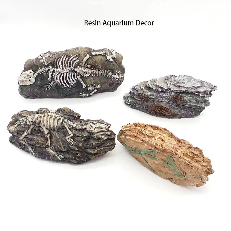 Simulated Resin Fossil Aquarium Decoration Unique Fish Tank Ornament Shrimps Small Fish Reptile Aquarium Shelter Landscape Decor