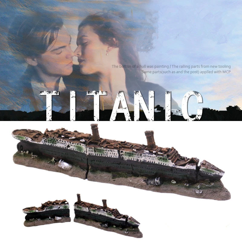 Titanic Wreck Aquarium Shipwreck Ornament  Resin Fish Tank Hiding Cave