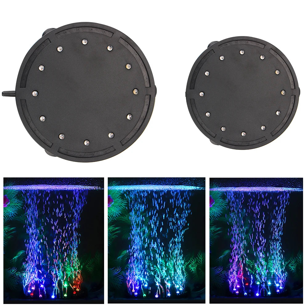 Colorful LED Oxygen Bubble Aquarium Light EU Plug Fish Tank Landscaping Decoration (10.5cm/12.5cm)