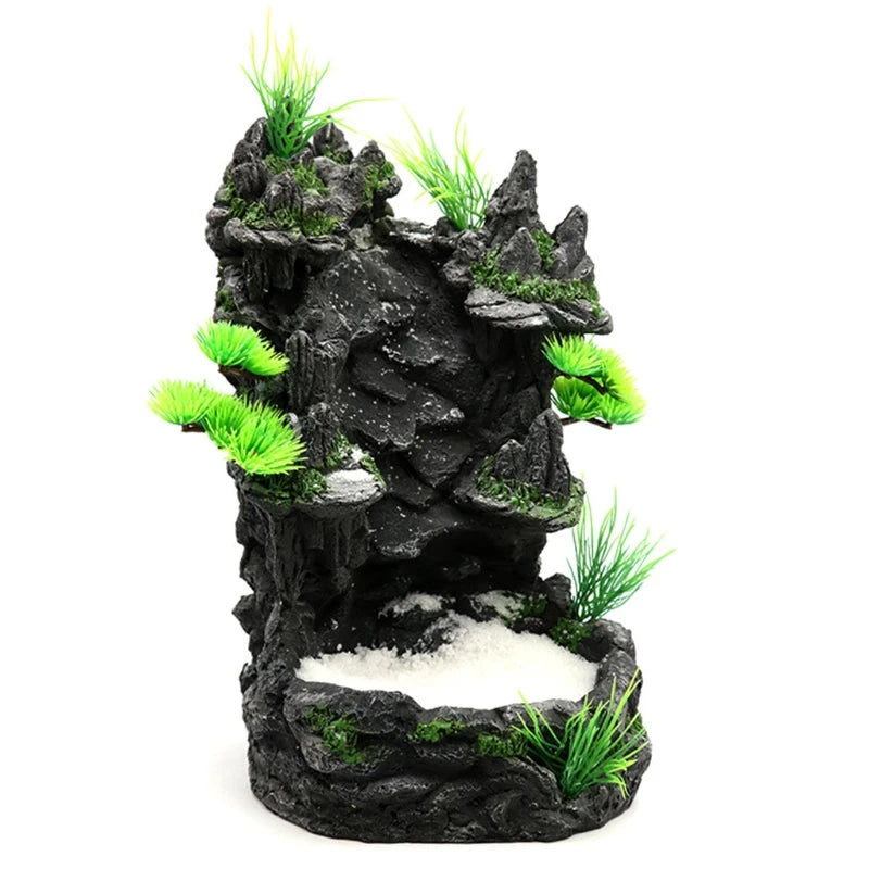 Artificial Resin Mountain Waterfall Aquarium Decoration Rock Landscape for Fish Tanks