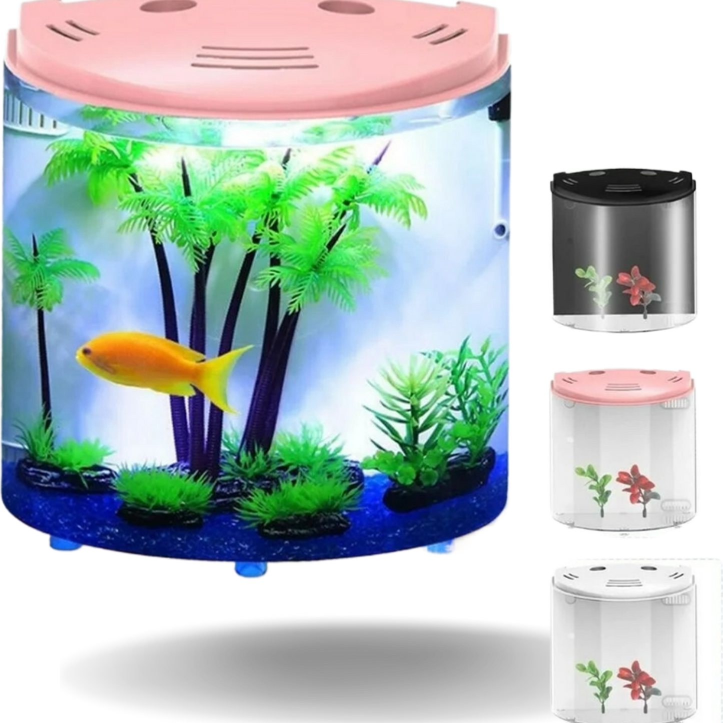 5L Self Cleaning Aquarium Set with Built-In Filter Fish Tank for Desktop