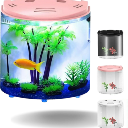 5L Self Cleaning Aquarium Set with Built-In Filter Fish Tank for Desktop