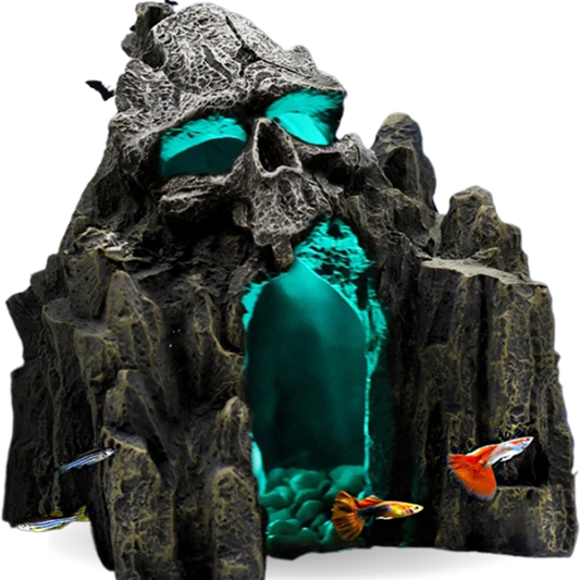 Large Skull Mountain Aquarium Decorations for Halloween-Themed Fish Tanks and Spooky Aquatic Displays