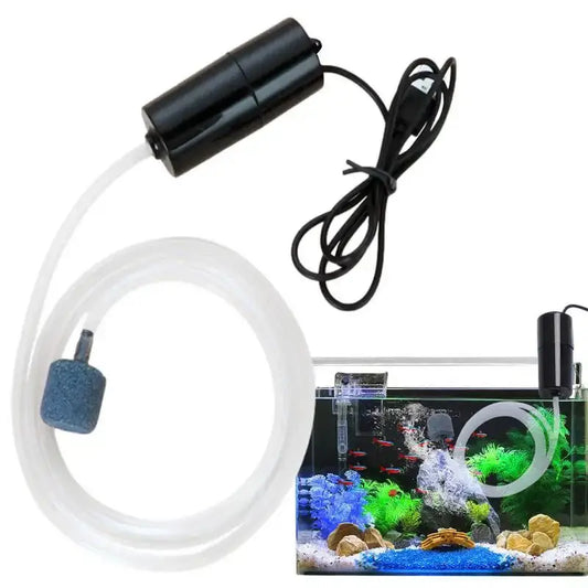 USB Silent Aquarium Air Pump Mini Oxygen Compressor for Small Fish Tanks (5V, 1W)