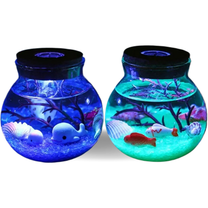 Novelty RGB LED Night Lamp Romantic Sea Fish in a Stone Ocean Bottle Night Lights for Children, Babies, and Christmas Bedroom Decorations.