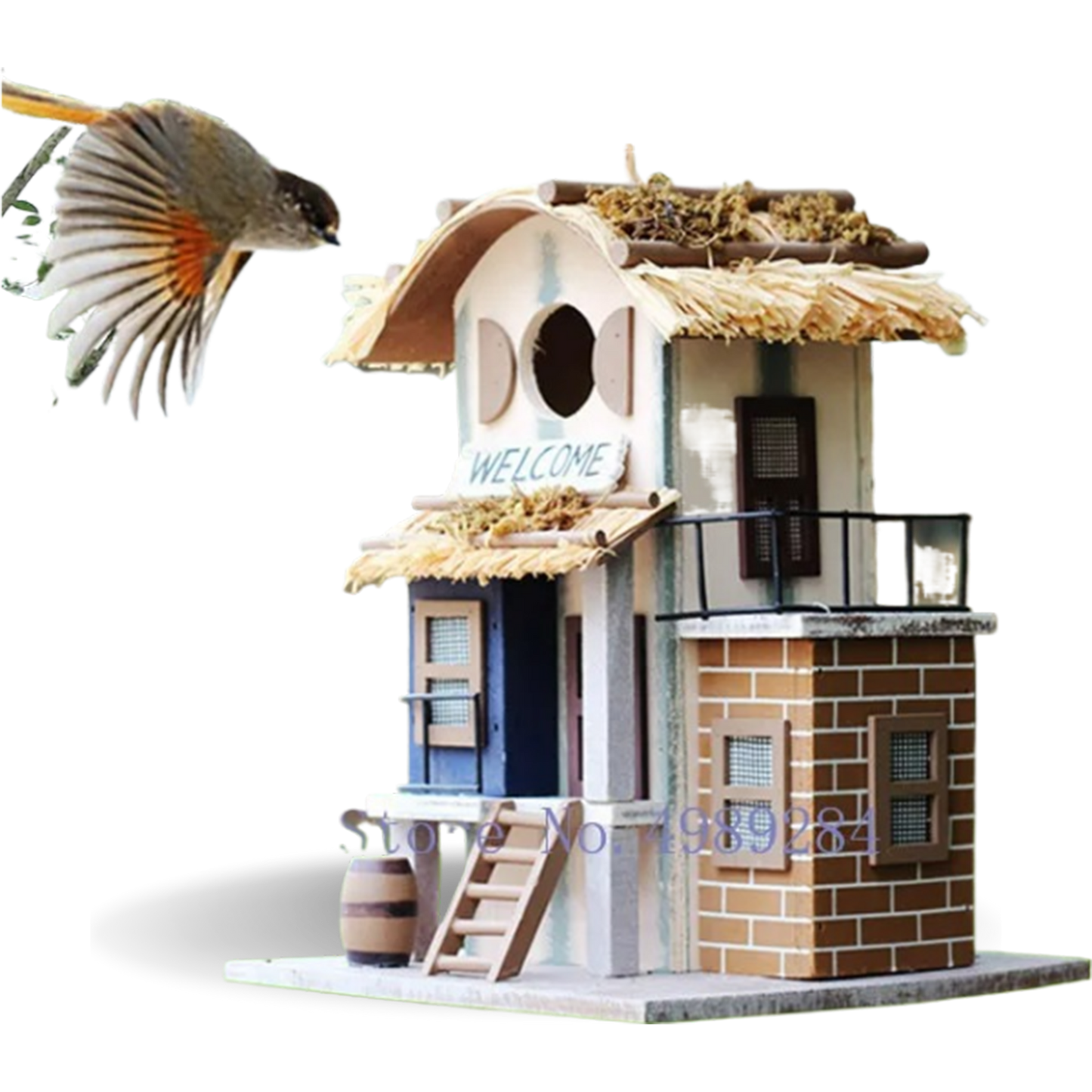 Hanging Modern Wooden Villa Birdhouse