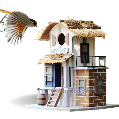 Hanging Modern Wooden Villa Birdhouse