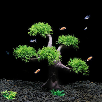 Simulation Moss Tree Plastic Fake Water Plant & Sunken Wood Aquarium Landscaping Decoration