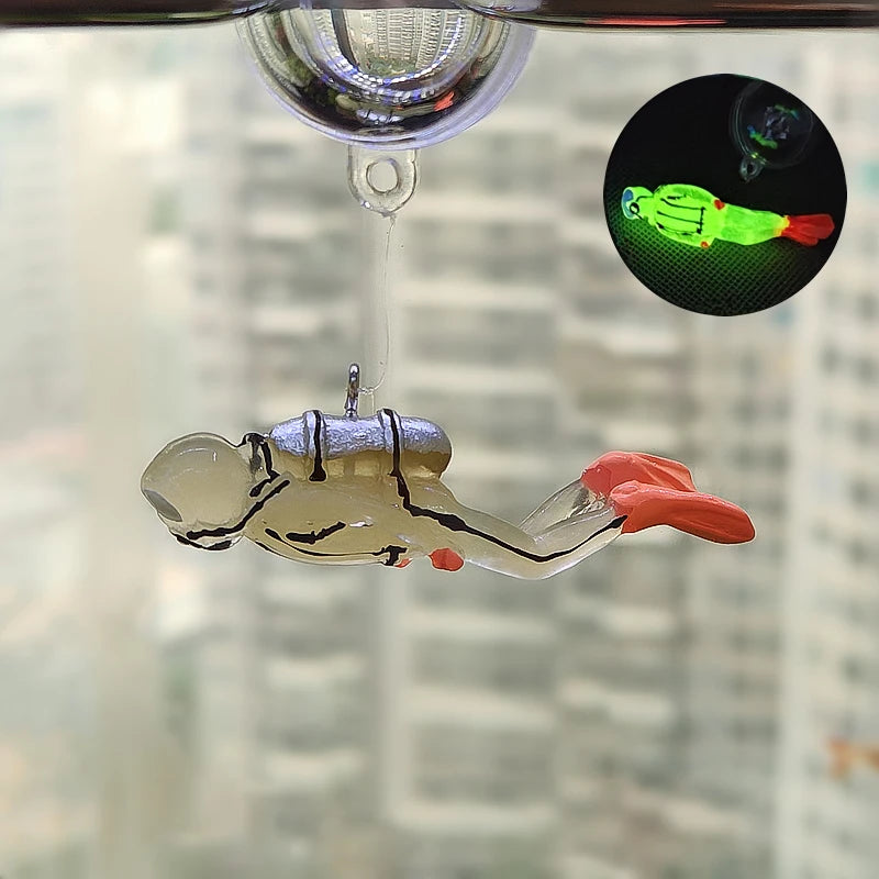 Luminous Floating Cartoon Diver with Ball Aquarium Decoration Glowing Fish Tank Ornament