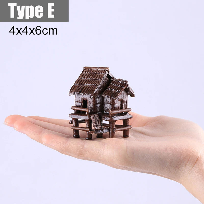 Retro Mini Chinese Bungalow Resin Ornament Aquarium Fish Tank Landscaping Decoration