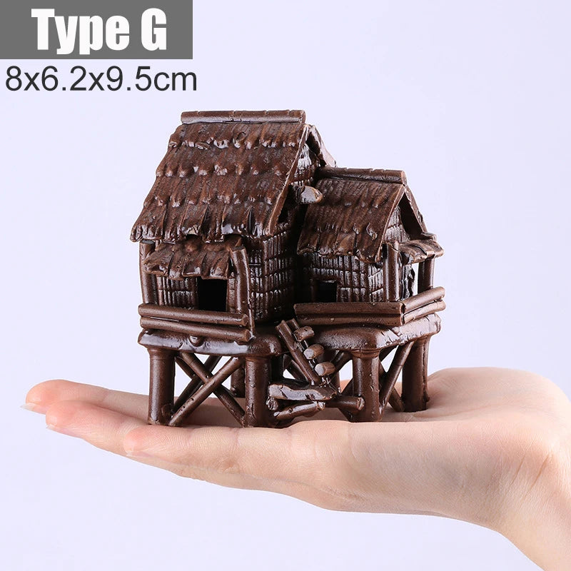 Retro Mini Chinese Bungalow Resin Ornament Aquarium Fish Tank Landscaping Decoration