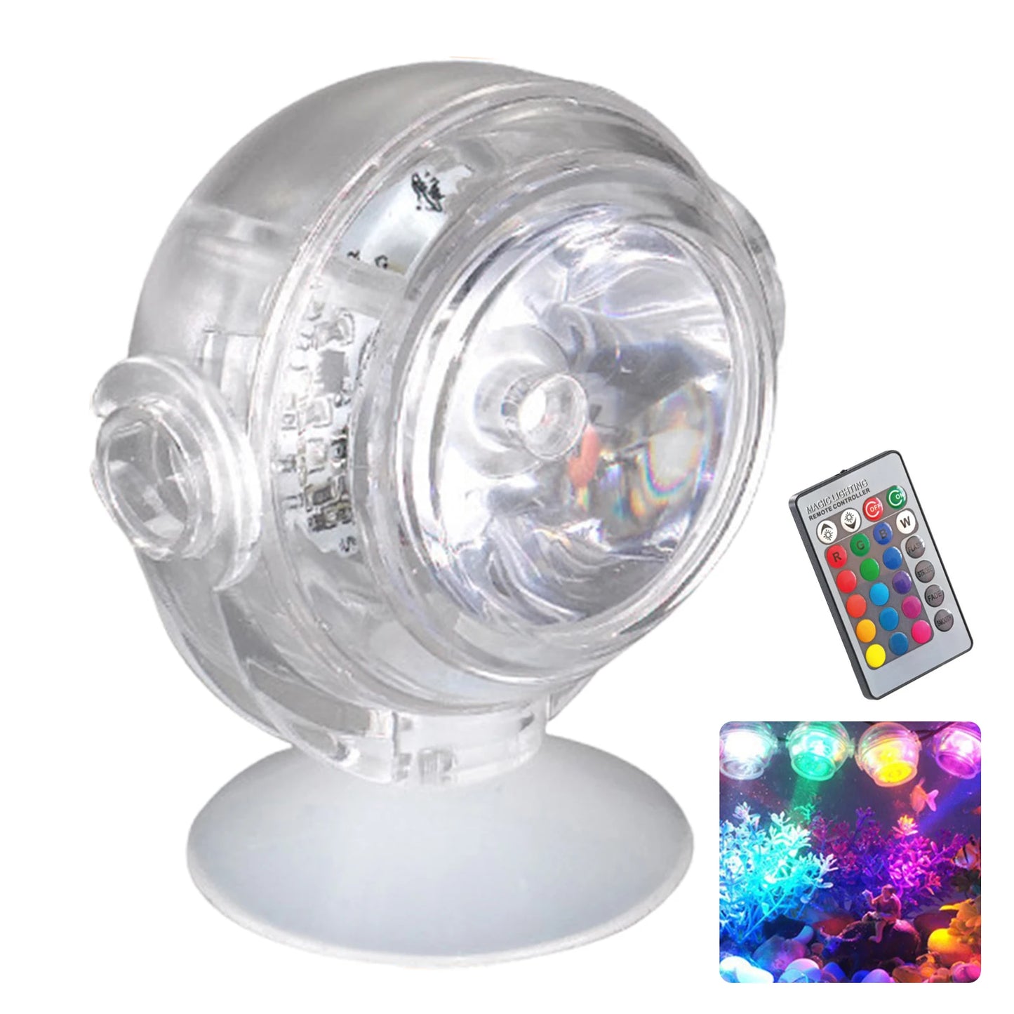 Aquarium USB LED Spotlight Colorful Gradient Waterproof Diving Light with Remote Control