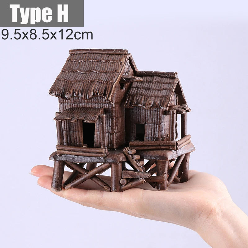 Retro Mini Chinese Bungalow Resin Ornament Aquarium Fish Tank Landscaping Decoration