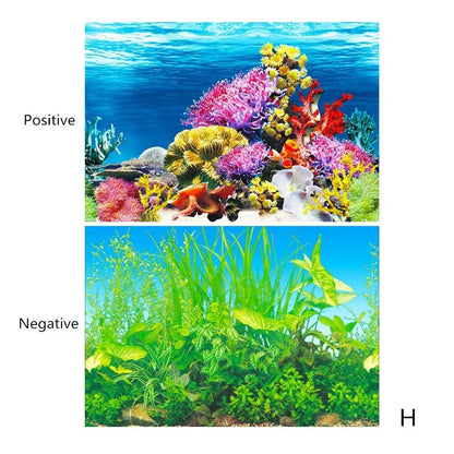 Double-Sided Aquarium Background Decoration Sticker Realistic 3D Aquascape Poster for Fish Tanks