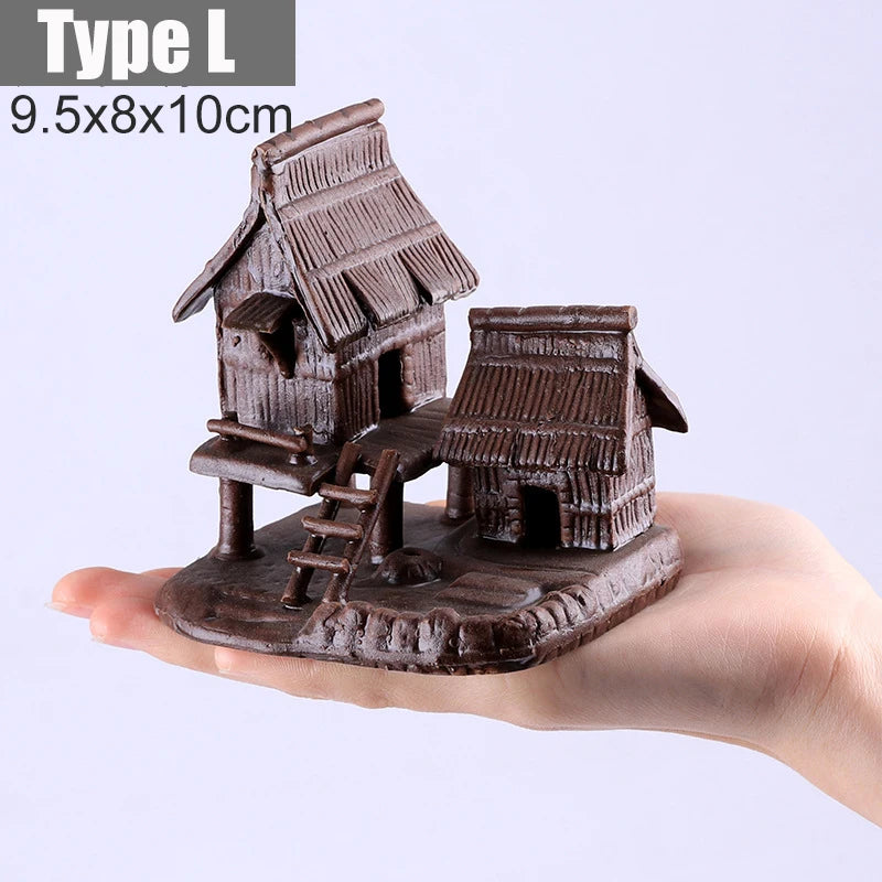 Retro Mini Chinese Bungalow Resin Ornament Aquarium Fish Tank Landscaping Decoration