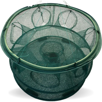 7 Mesh Holes Automatic Folding Round Fishing Trap Net for Catching Crabs, Shrimp, Minnows, and Other Small Fish