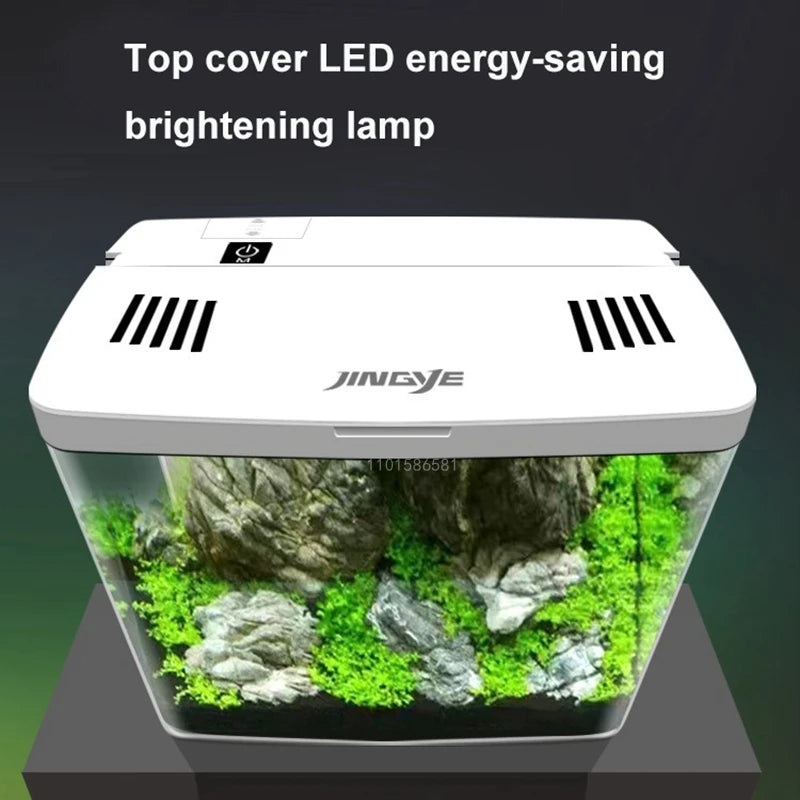 USB Aquarium Fish Tank No Water Change Self circulating Ecological 5L Fish Tank with Silent Pump and LED Lamp for Office Home