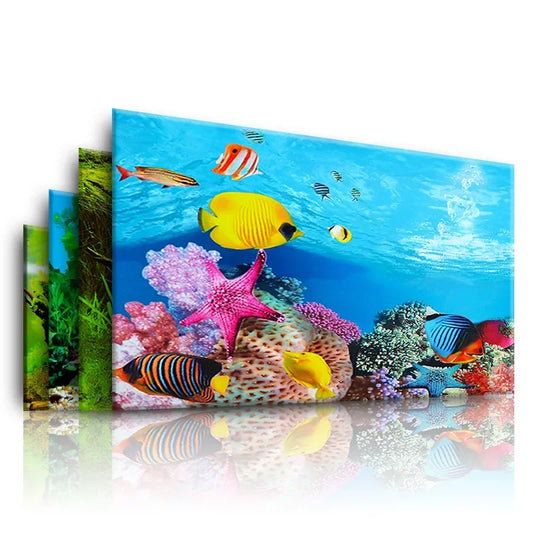 Double-Sided Aquarium Background Decoration Sticker Realistic 3D Aquascape Poster for Fish Tanks