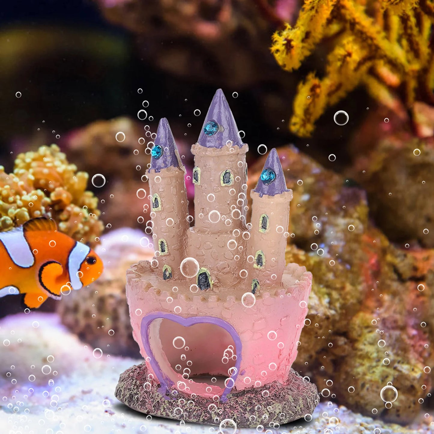 Cartoon Castle Resin Aquarium Decoration Fun Fish Tank Landscape Ornament