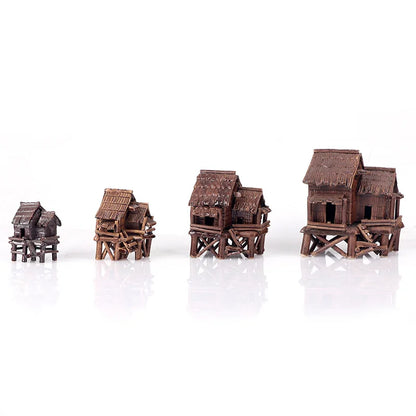 Retro Mini House Bungalow Resin Ornaments  Perfect for Aquariums, Bonsai, and Landscaping