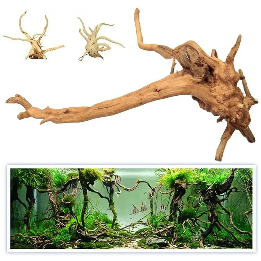 Natural Wooden Tree Driftwood Branch for Aquarium Rustic Fish Tank Ornament Decorations Fish Landscaping Tree Roots Supplies