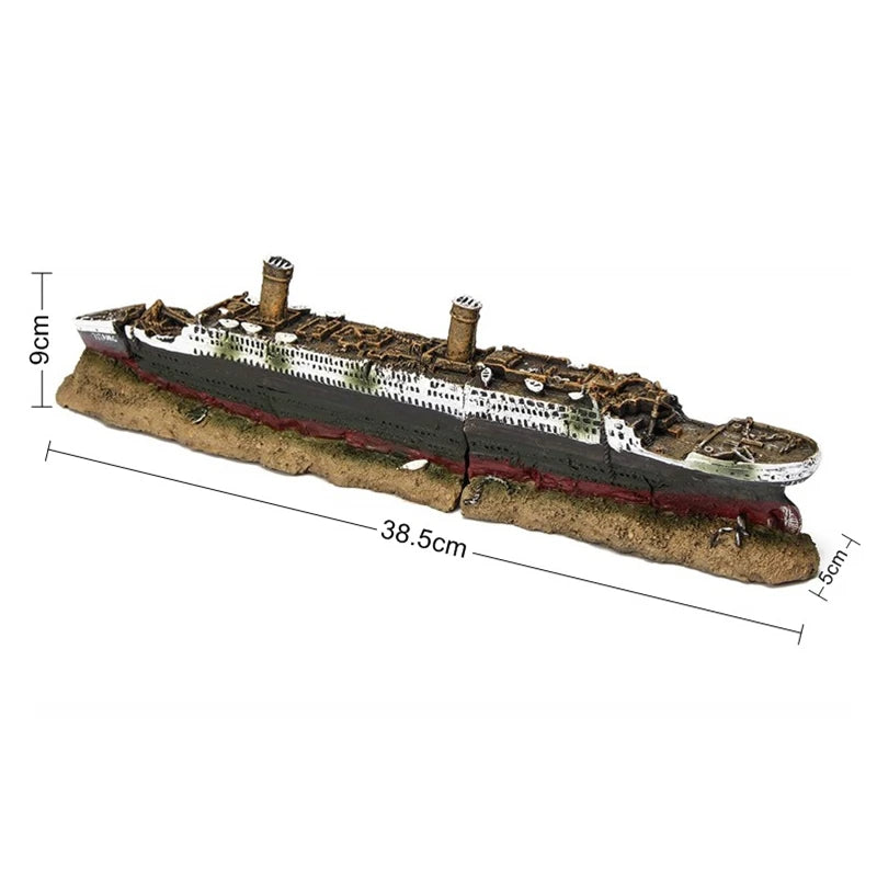 Titanic Wreck Aquarium Shipwreck Ornament  Resin Fish Tank Hiding Cave