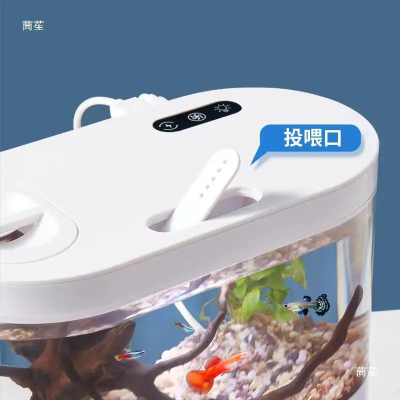 Desktop Creative Mini Aquarium with Biochemical Filtration and LED Light