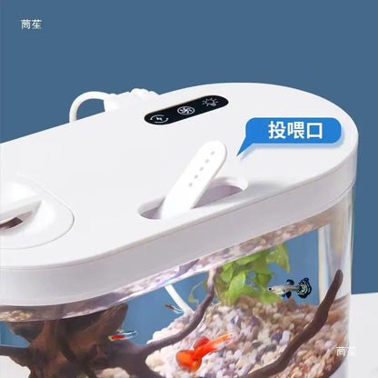 Desktop Creative Mini Aquarium with Biochemical Filtration and LED Light