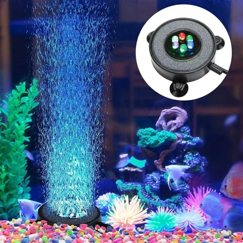 Colorful LED Bubble Lights Submersible Aquarium Air Stone for Aquascaping