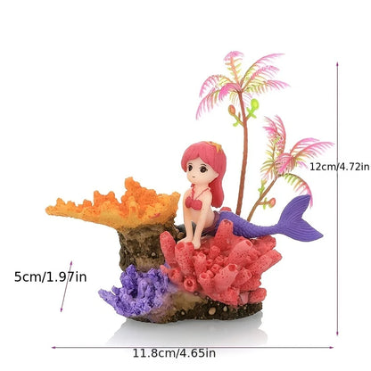 Enchanting Mermaid Coral Ornament Realistic Aquarium Decor for a Magical Underwater Scene