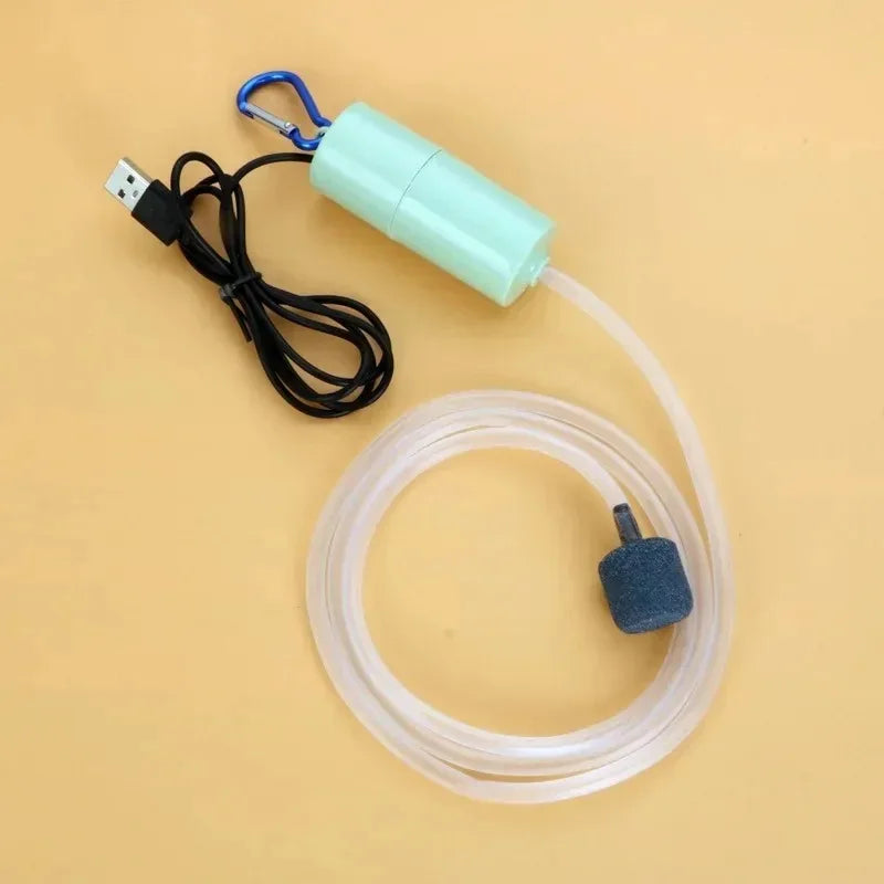 USB Silent Aquarium Air Pump Mini Oxygen Compressor for Small Fish Tanks (5V, 1W)