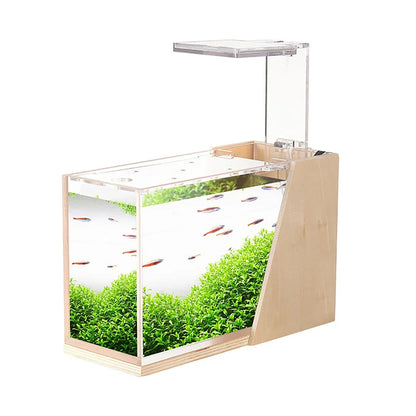 Creative Desktop Acrylic Fish Tank with Water Free Side Filter for Office and Home