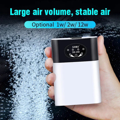 Portable Rechargeable Aquarium Oxygen Pump Dual-Mode Ultra-Quiet Air Compressor for Fish Tanks