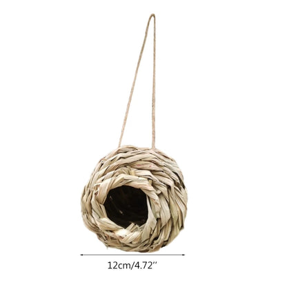 Bird Nest Natural Grass Straw House Cage  Eco-Friendly Hanging Birdhouse