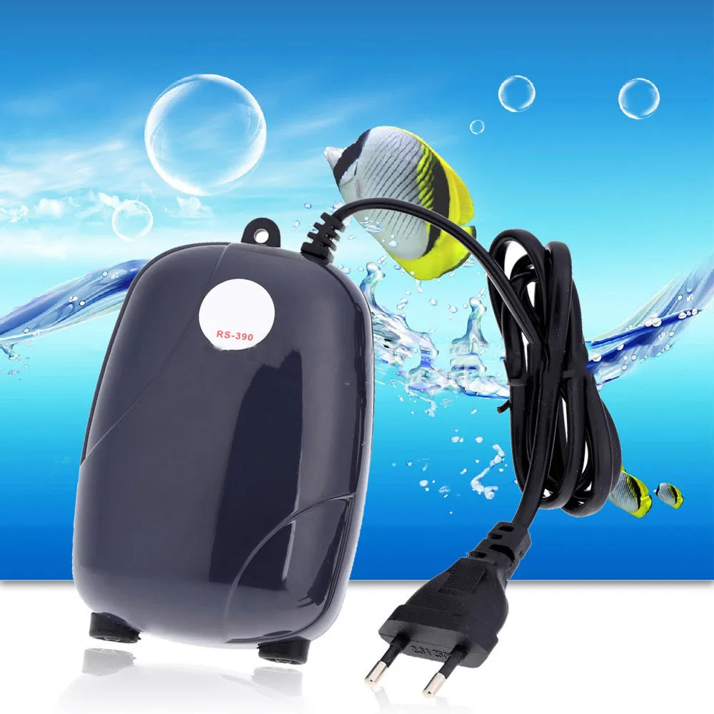 Aquarium Air Pump Mini Compressor with Single/Double Outlet and Check Valve Tube - 220V, 3W/5W