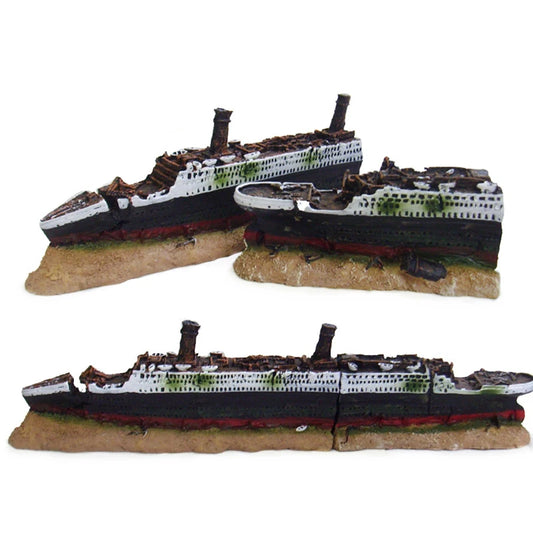 Titanic Wreck Aquarium Shipwreck Ornament  Resin Fish Tank Hiding Cave