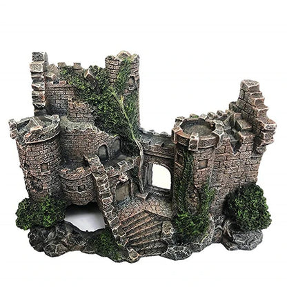 European-Style Ancient Castle Tower Resin Aquarium Ornament Rock Cave for Fish and Shrimp