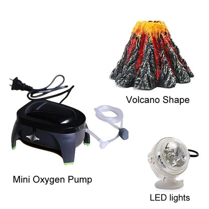 Aquarium Volcano Stone Bubble Decoration with LED Light  Eruption Ornament for Fish Tanks