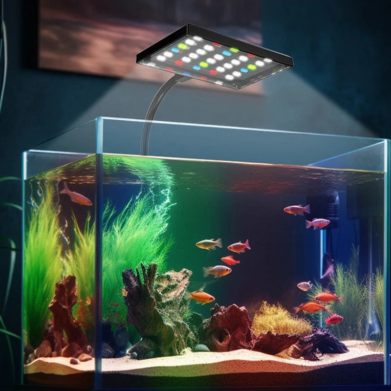 USB Aquarium LED Light Full Spectrum Grow Lamp with Adjustable Brightness, Timer, and 360° Rotatable Design