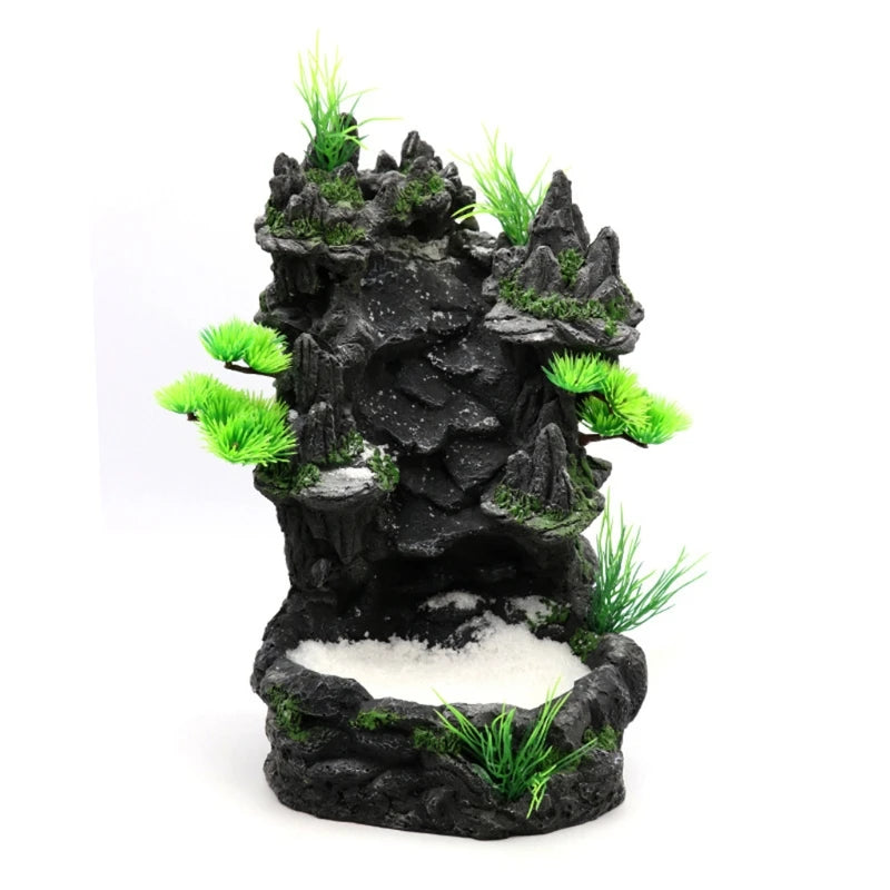 Artificial Resin Mountain Waterfall Aquarium Decoration Rock Landscape for Fish Tanks