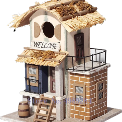 Hanging Modern Wooden Villa Birdhouse