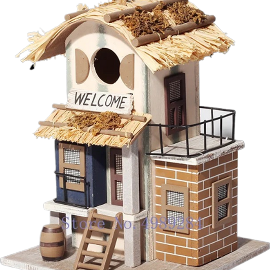 Hanging Modern Wooden Villa Birdhouse