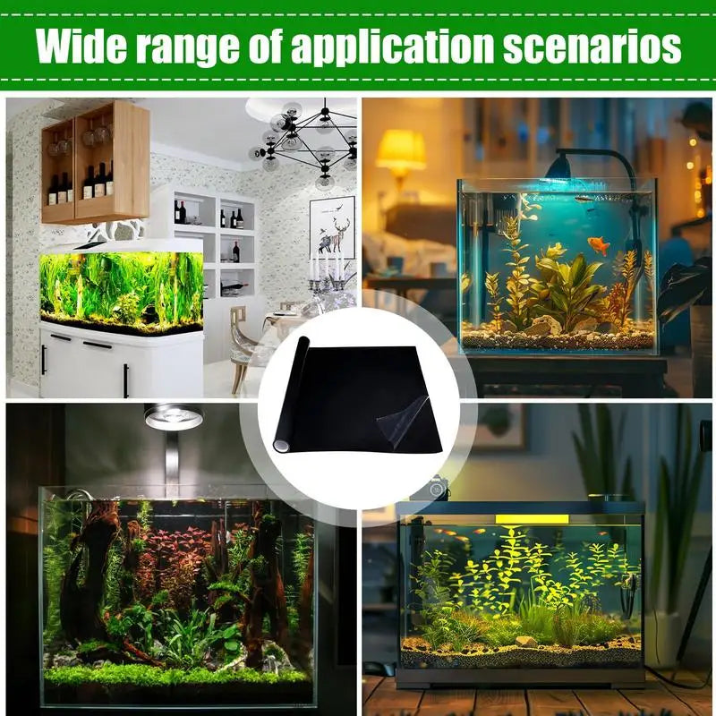 Static Cling Black Aquarium Background Tear-Resistant Fish Tank Backdrop